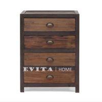 美式LOFT工業(yè)風(fēng) 四斗柜鐵藝儲(chǔ)藏柜餐邊柜儲(chǔ)物柜實(shí)木邊柜做舊柜子