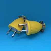 黃色純軟橡膠抗摔防水插頭 防爆電源二極插頭 型號020