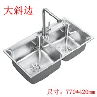 欧逸 高边斜边304不锈钢水槽 厨房水槽不锈钢洗菜盆 洗手盆77*42