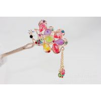 韓國進(jìn)口 貓眼石孔雀水鉆 發(fā)簪 新娘盤發(fā)器頭飾 發(fā)飾 2元店批發(fā)