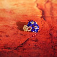 新款蓝水晶特色原创女款戒指 时尚饰品批发串珠