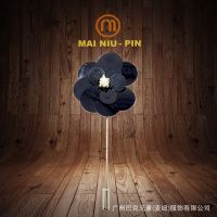 【MN401】瑞丽时尚款纯黑色手工钉钻亮片男士胸针婚礼胸针批发