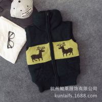 馬甲 14秋冬新款棉馬甲小鹿刺繡個(gè)性潮款男保暖外套韓版潮15MJ15