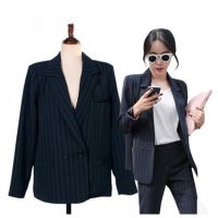 2014秋冬新款韓版女裝條紋西裝外套小西服一件代發(fā)微信免費(fèi)代理
