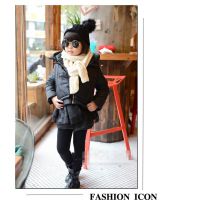 卡哇伊B冬季女童纯色潮范加厚保暖棉衣韩版中小童时尚棉服外套
