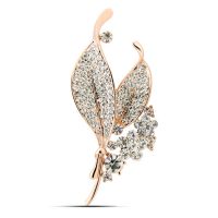 新款 韓版合金飾品 百搭衣飾 水晶樹(shù)葉鑲滿(mǎn)鉆胸針-H5013