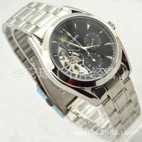 正品Wilon威龍全自動(dòng)機(jī)械手表批發(fā) 五針鏤空鋼帶男表 ***大氣