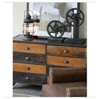 loft美式鄉(xiāng)村復(fù)古實(shí)木收納柜餐廳邊柜鐵藝斗柜實(shí)木斗柜四斗柜