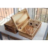 供應四支紅酒木盒 紅酒包裝盒 葡萄酒禮品盒 木盒定做