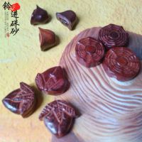 批发天然小叶紫檀雕刻 元宝 八卦 桃子小配饰diy手链项链材料配饰