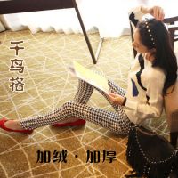 2014秋冬季新款 加绒加厚时尚显瘦千鸟格子打底裤外穿韩版长裤女