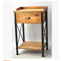 欧式美式乡村复古怀旧实木单抽桌几工业风床头柜储物柜几桌电话桌