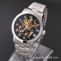 低價(jià)促銷奢華男士機(jī)械表全精鋼商務(wù)鏤空手表  ******品牌手表