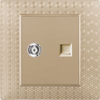 达利奇K8系列墙壁开关86型香槟金色菱形压花面板电视 电话插座