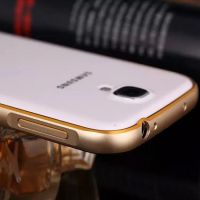 ***三星S4弧形金邊雙色 I9500金屬邊框手機殼 圓弧金邊海馬扣