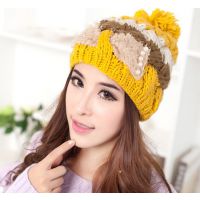 D211秋冬天帽子女韩版球球冬帽针织帽蝴蝶结帽毛线帽微店淘宝***