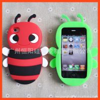 厂家销售iphone 4G苹果5代硅胶立体小蜜蜂手机保护套 小蜜蜂外壳