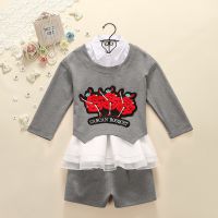 2014春裝清水魚(yú)兒氣質(zhì)刺繡七分袖上衣短褲休閑套裝三件套*Z5906