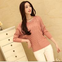 2014秋季新款韩版蝙蝠衫镂空衫圆领女装针织衫女式毛衣外套