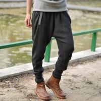 女裝春款棉線針織寬松大碼顯瘦松緊腰休閑長(zhǎng)褲大襠哈倫褲