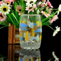 青苹果玻璃杯 彩色印花果汁杯牛奶杯花底  6901EC6 360ml