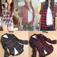 2014春秋新款韩版纯棉大码长袖格子衬衣衬衫翻领修身衬衫