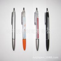 热销推荐供应白色透明笔杆拉画笔 ***金属笔夹拉纸笔 广告旗帜笔