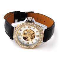 winner/勝利者 時(shí)尚休閑商務(wù)鏤空帶鉆機(jī)械表 男士皮帶手表