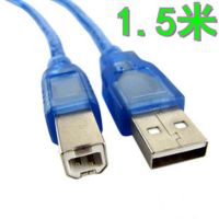 供应USB打印线 1.5米usb打印线 延长线 透明蓝纯铜 高速打印线 带磁环