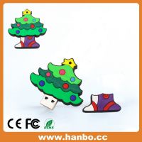 【圣诞礼品】热销硅胶PVC圣诞树u盘8gb 定制圣诞老人袜子usb高速