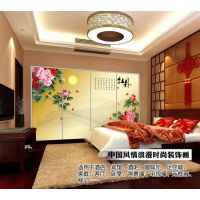 【永煜品牌】國(guó)畫(huà)牡丹花好月圓背景墻壁畫(huà) 無(wú)縫宣絨國(guó)畫(huà)訂制