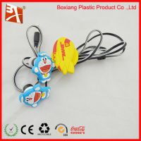 机器猫耳机绕线 pvc软胶绕线器定制 卡通收纳器批发 定制企业logo