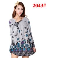 2014秋冬新款韩版大码女装 宽松印花加肥加大胖mm羊绒长袖连衣裙