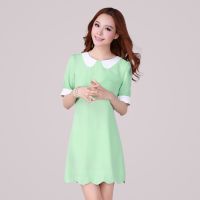 品牌大碼女裝批發(fā) 夏裝連衣裙 胖mm顯瘦小翻領(lǐng)氣質(zhì)短裙 淑女胖胖