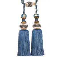 工廠實(shí)體店直銷(xiāo)正品高端窗簾配件歐式奢華精美雙流蘇綁帶窗簾掛球