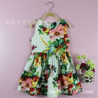2014夏 新款 外贸童装韩版 儿童裙子女童花朵背心连衣裙