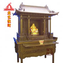 屋顶佛龛宫殿带门神楼供桌供台宝艺恒河佛龛厂