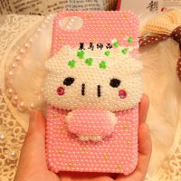 珍珠麦兜猪卡通立体手机钻壳  iphone6p手机壳 手机保护套 代发