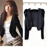 秋装新品韩版修身女式小西装黑白色长袖通勤短款西装服外套