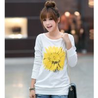 2014秋装新款长袖t恤打底衫韩版印花女装上衣修身白色T恤百搭