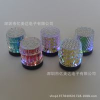 创意礼品七彩水晶莲花蓝牙插卡U盘便携式迷你音响FM收音机音箱