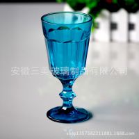 工厂供应高品质喷色玻璃杯 喷色高脚玻璃杯 玻璃水杯