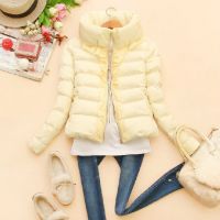 韓版2014秋冬新款女裝花苞立領(lǐng)荷葉邊百搭棉衣棉服