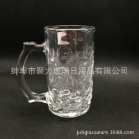 【厂家直供】玻璃把杯、扎啤杯、广告杯，可蒙砂、贴花、喷色