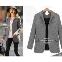 8996#歐洲站2014秋冬新款女式休閑氣質(zhì)職業(yè)西裝顯瘦微領(lǐng)毛呢外套