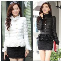 2014新款女装加厚保暖羽绒棉衣棉服短款荷叶边小棉袄外套 女士