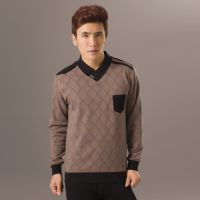 2014法艾龙新款加绒加厚男士可外穿V领高领保暖内衣套装一件代发