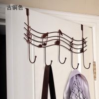 阆清铁艺无痕免钉衣服挂衣钩 铁艺音符门后挂钩5钩超市挂钩