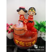 百年好合 流水喷泉 婚礼树脂工艺品  结婚送礼 喜庆摆件工厂现货