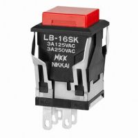 正方形自锁带灯按钮开关LB-16SKW01日本进口nkk 嵌入式开关LB16SK